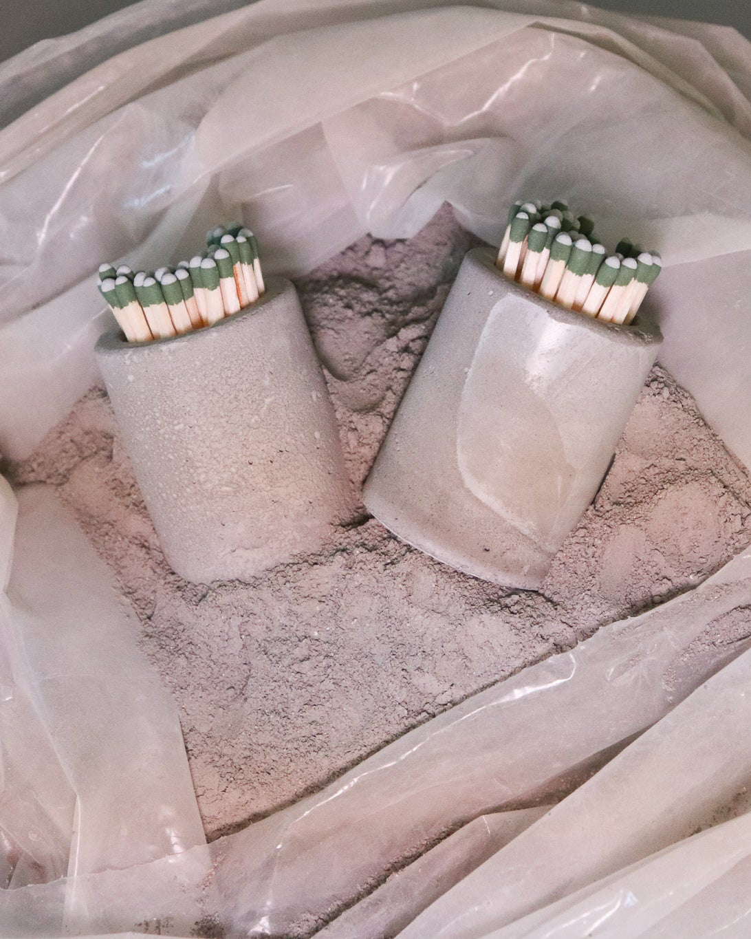 concrete matchstick holder